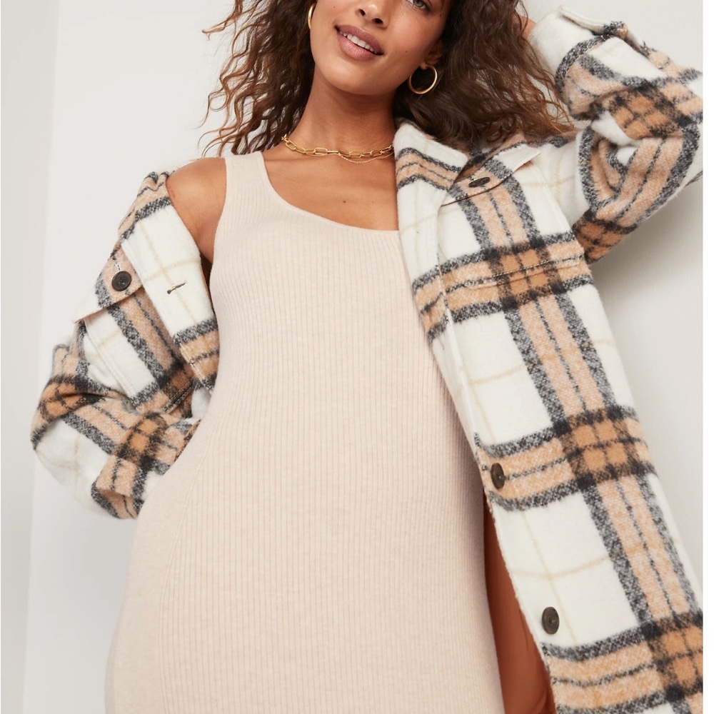 Old Navy Fitted Sweater Tank Midi Dress Oatmeal